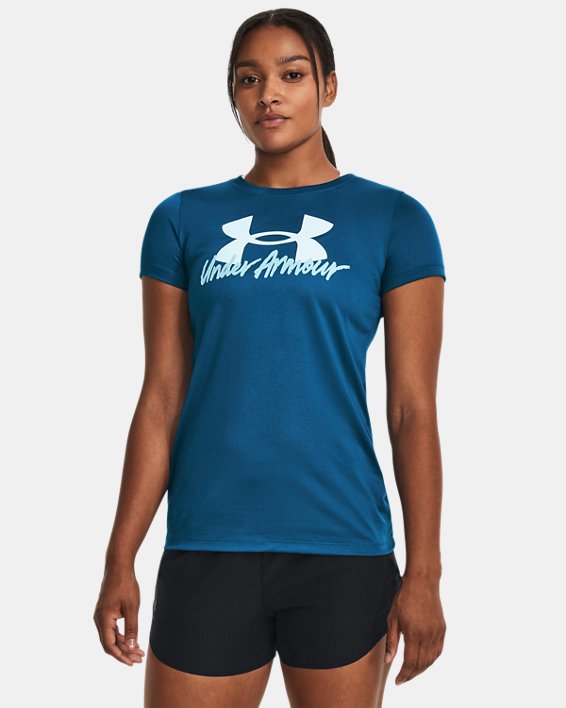 Women's UA Tech™ Graphic Short Sleeve in Blue image number 0